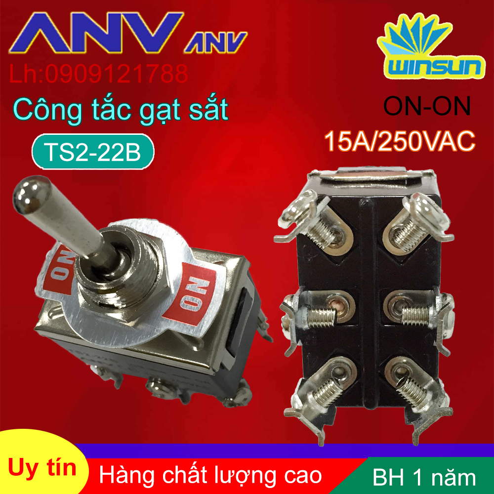 ANV Công tắc gạt sắt ANV ON-ON 6 chân TS2-22B Winsun