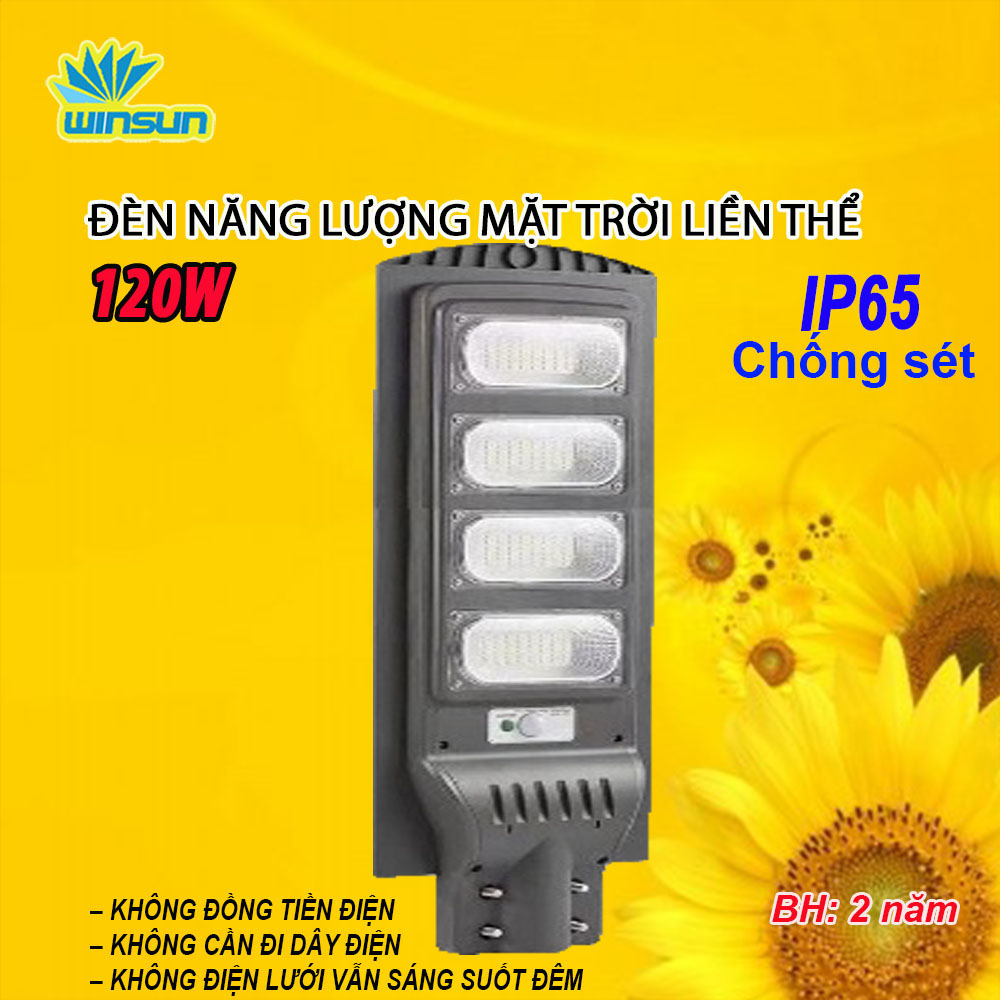 Đèn Năng Lượng Mặt Trời Liền Thể Chống Nước IP 67 120W