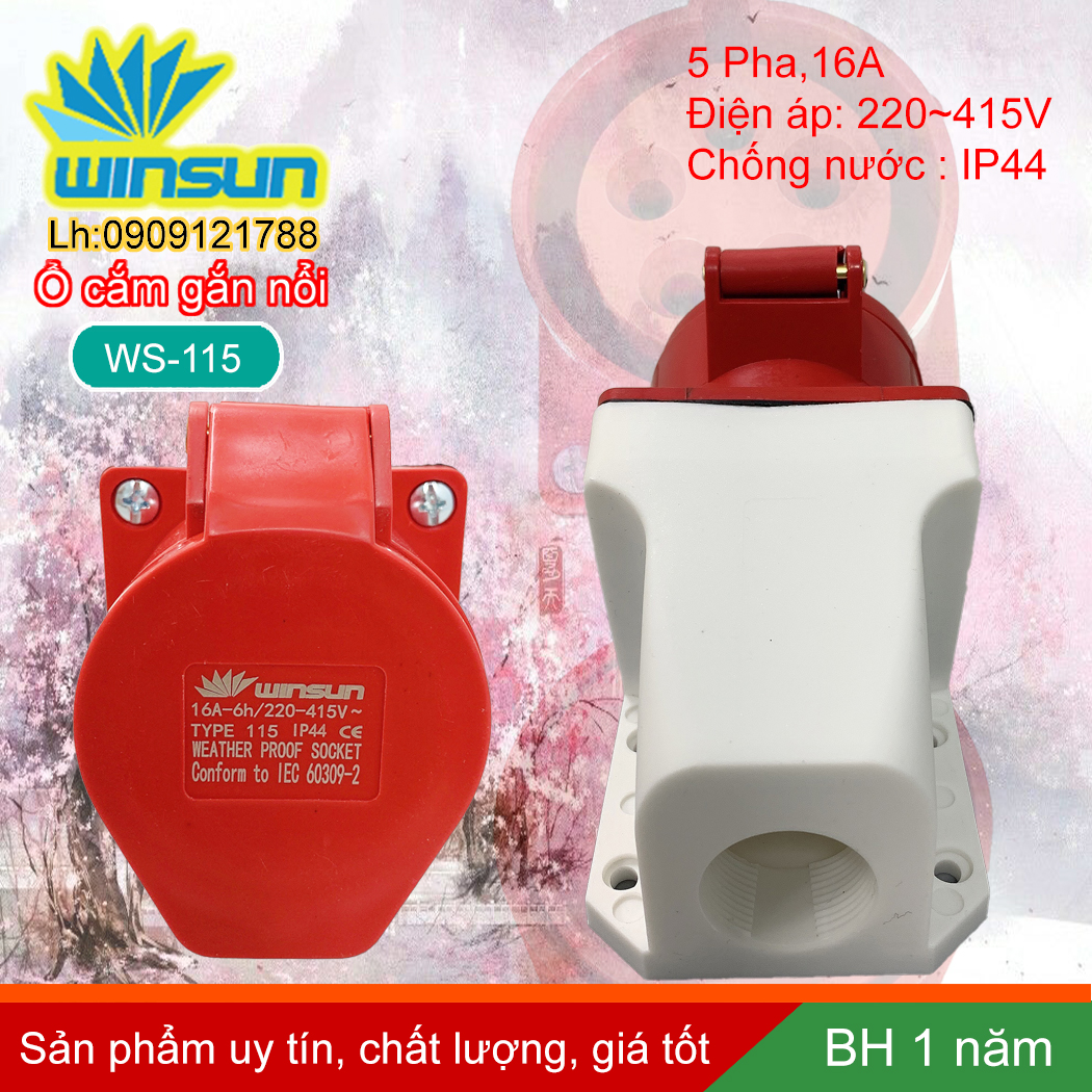 Ổ cắm gắn nổi 5 pha 16A, 32A Winsun