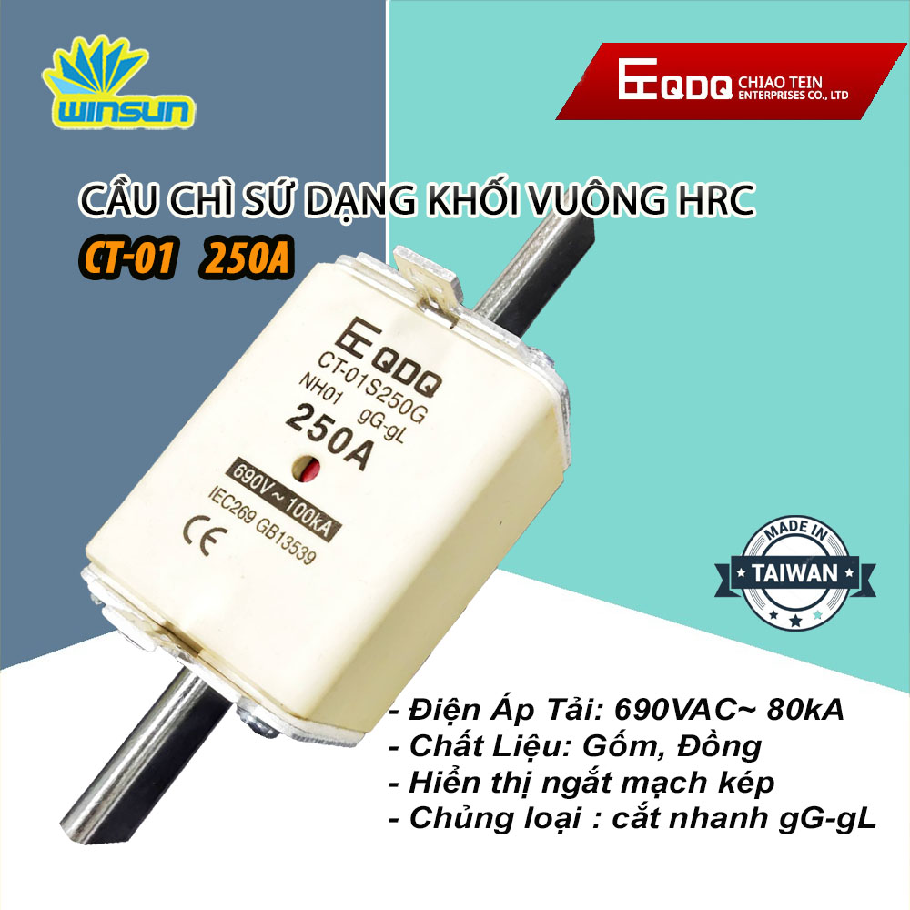 Cầu Chì Sứ Dạng Khối Vuông HRC QDQ 200,250A& Đế