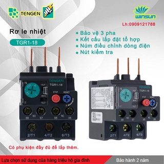 Rơ le nhiệt Tengen TGR1-18 (0.4~18A) Winsun