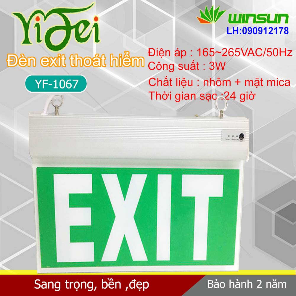 Đèn Yifei EXIT, đèn thoát hiểm,chỉ lối thoát YF-1067 2 mặt Winsun