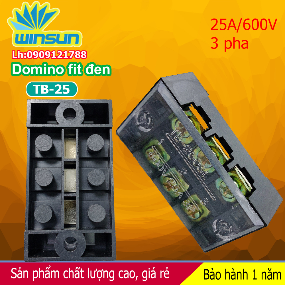 Domino khối fit đen 25A TB-25 Winsun