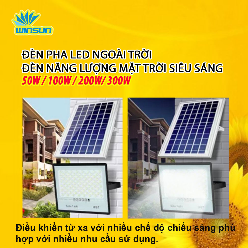 Đèn pha led ngoài trời, Đèn năng lượng mặt trời 200W