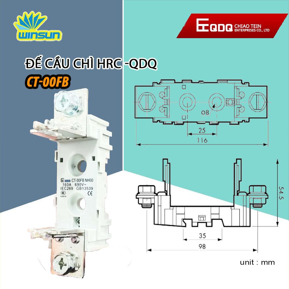 Cầu Chì Sứ Dạng Khối Vuông HRC QDQ 10A~160A