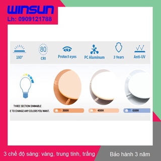 Đèn ốp trần không viền tròn 3 chế độ sáng MB024 24W Winsun