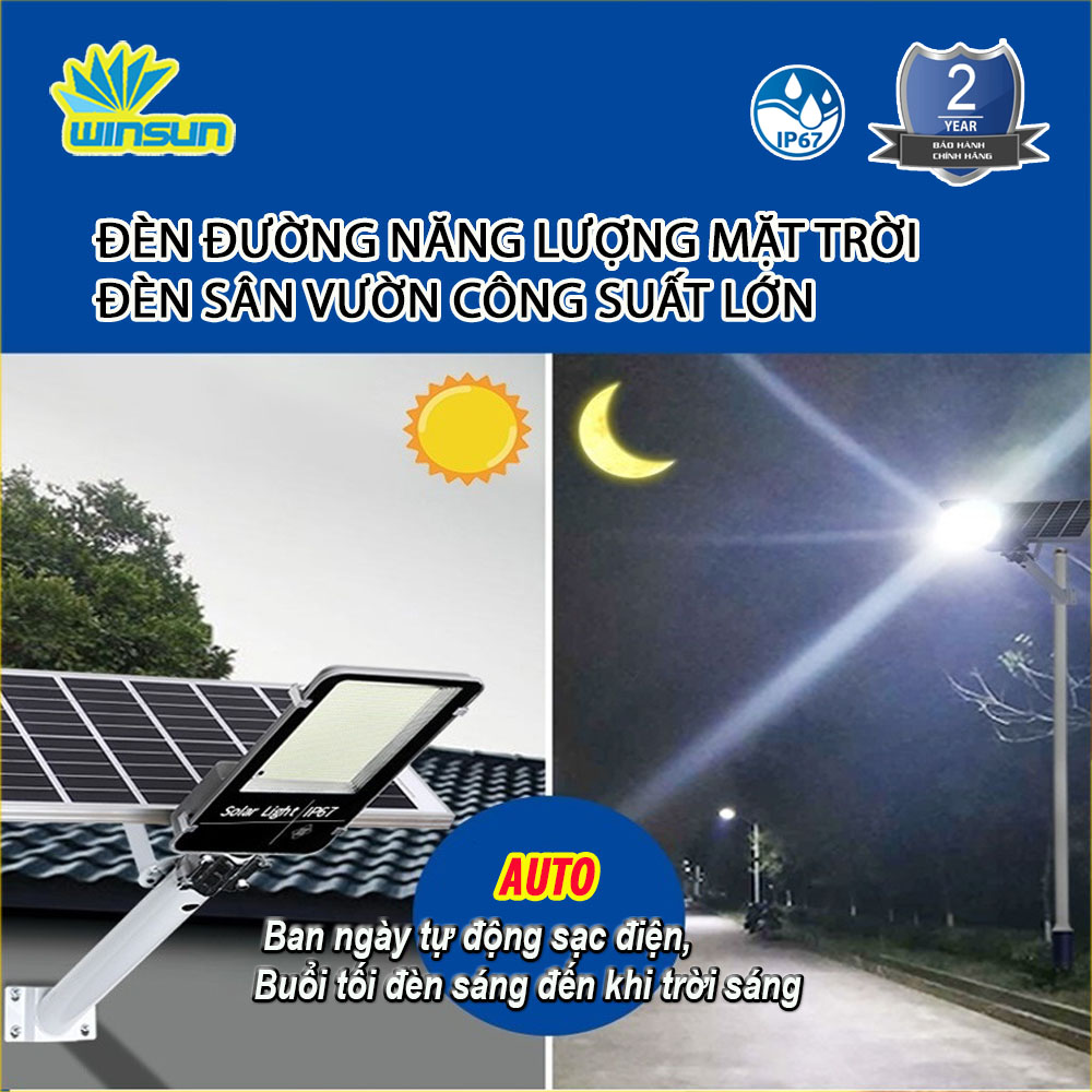 Đèn Đường Năng Lượng Mặt Trời Siêu Sáng IP67 chống thấm nước 200W