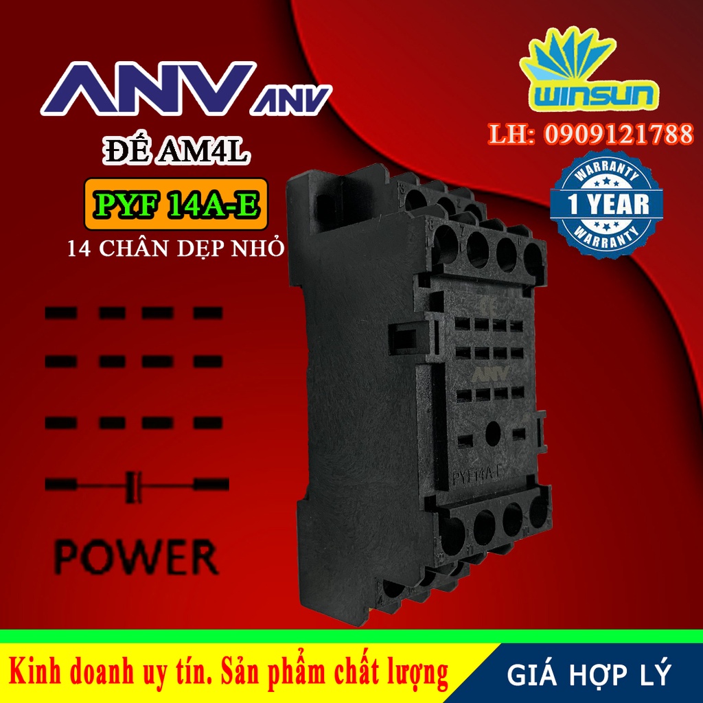 ANV Đế timer relay ANV PYF 14A-E 14 chân dẹp nhỏ Winsun