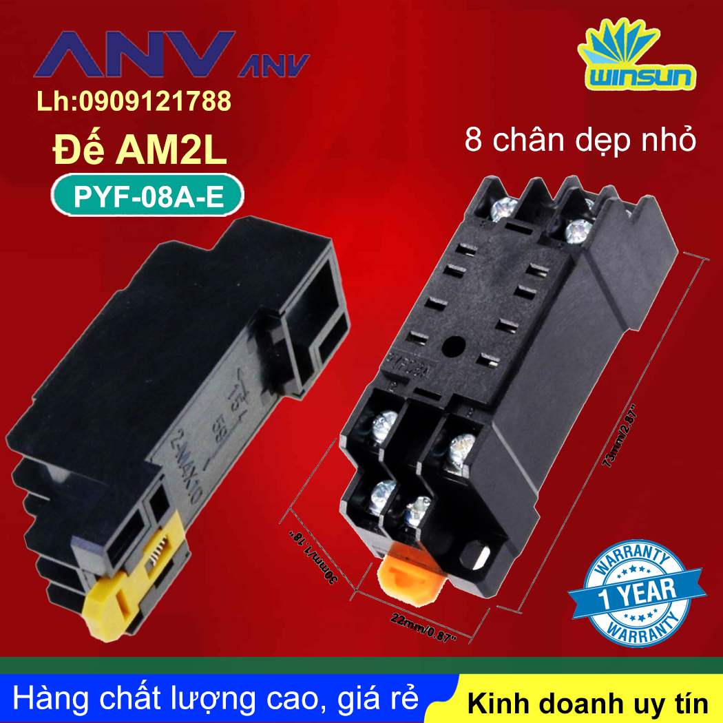 ANV Đế timer relay ANV PYF 08A-E 8 chân dẹp nhỏ Winsun