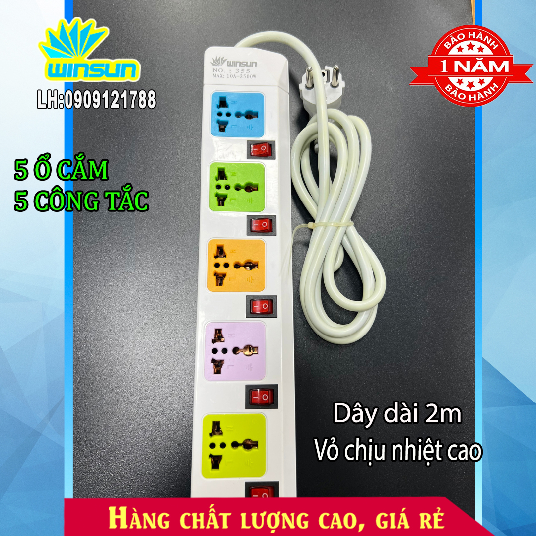 Ổ cắm kéo dài 5 ổ đa năng và 5 công tắc - WS355