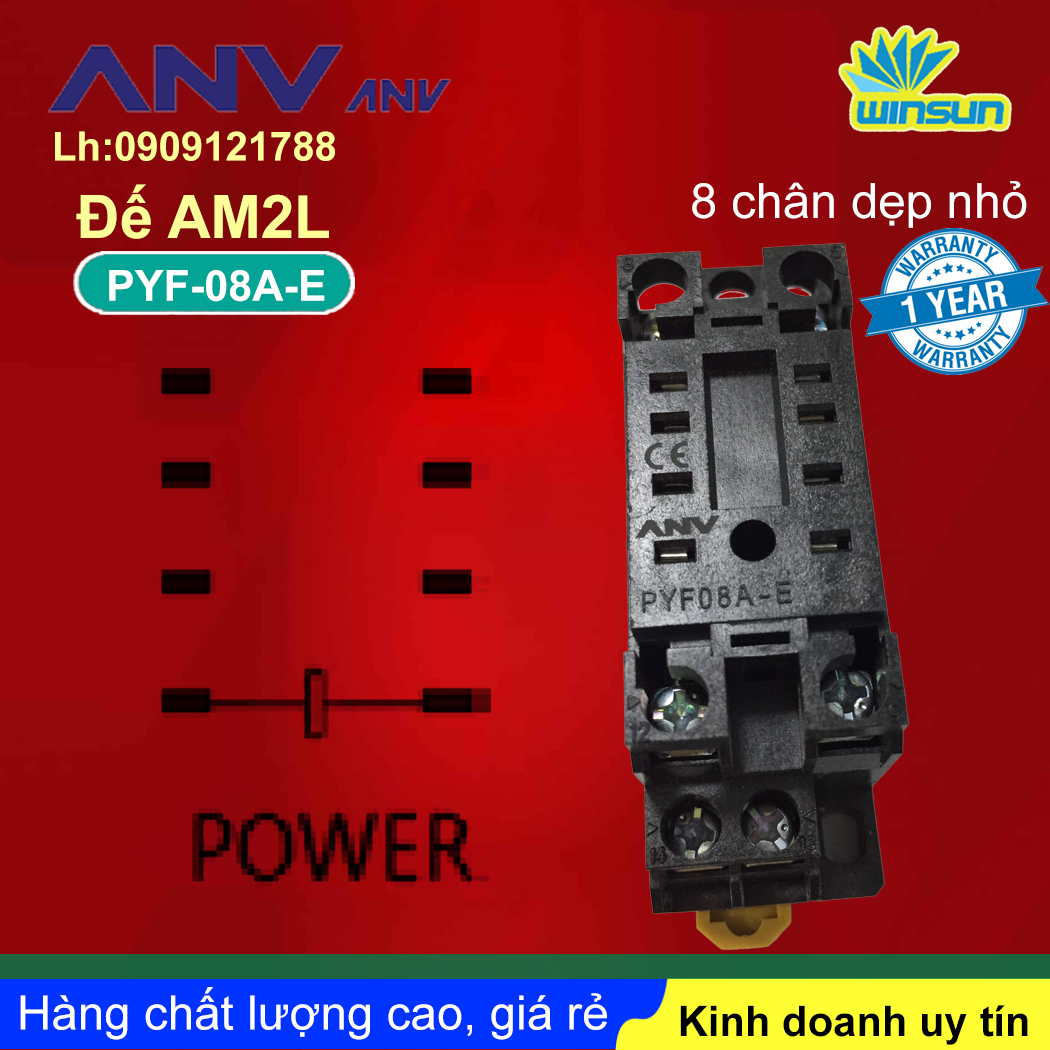 ANV Đế timer relay ANV PYF 08A-E 8 chân dẹp nhỏ Winsun