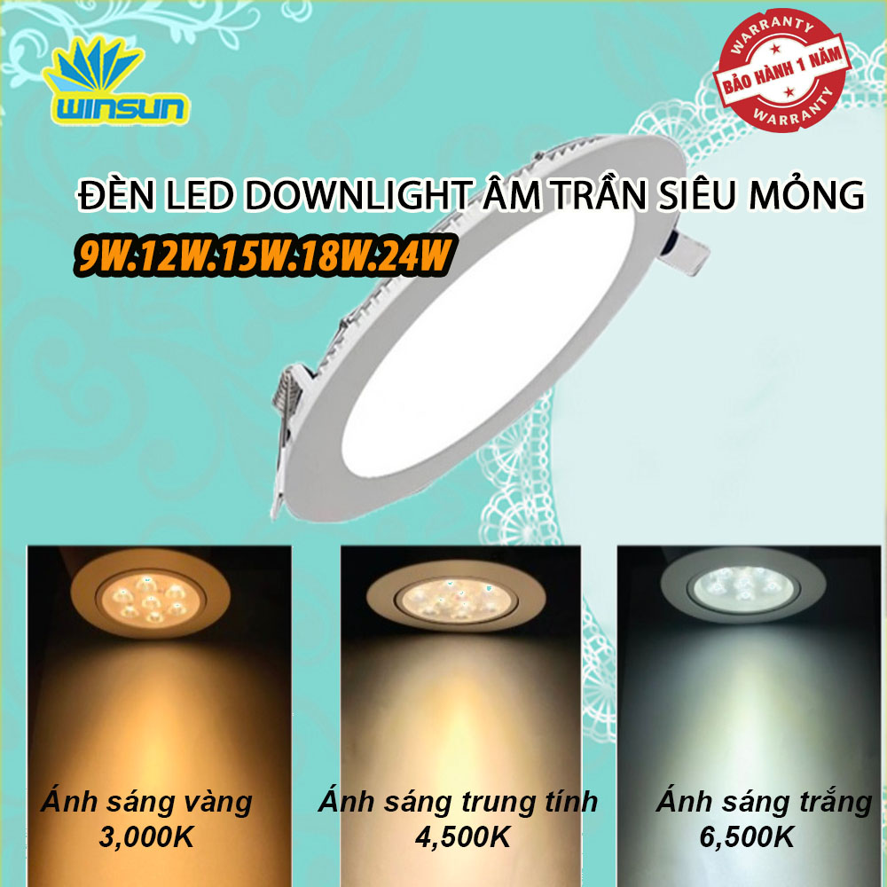 Đèn Led downlight âm trần siêu mỏng 18W