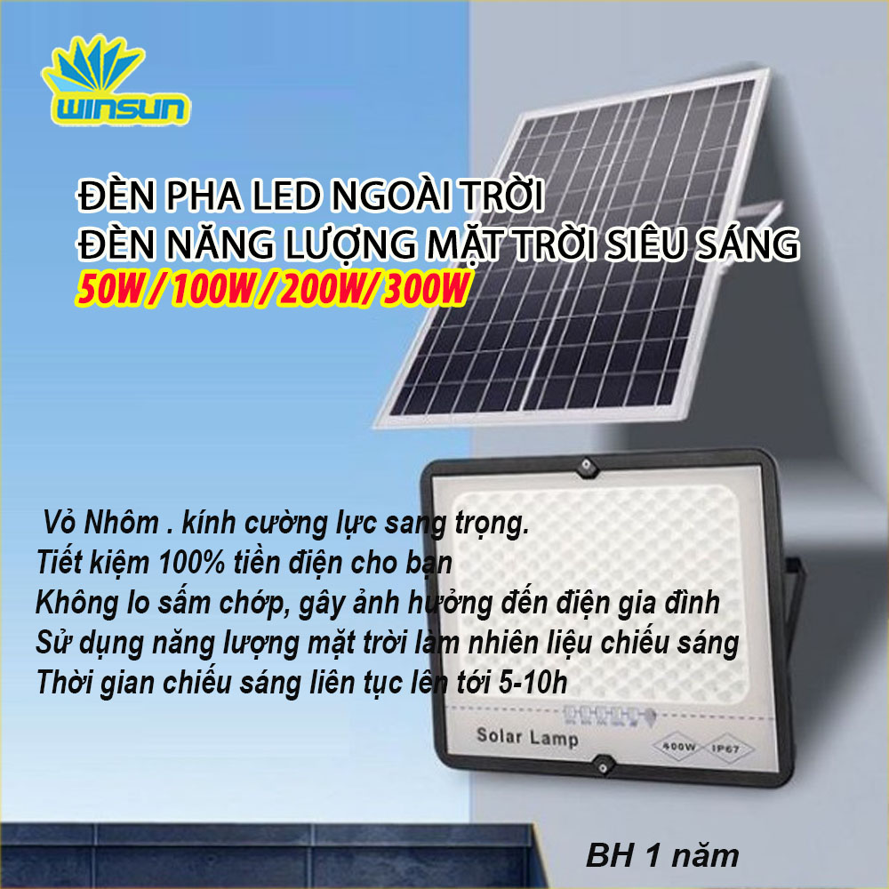 Đèn pha led ngoài trời, Đèn năng lượng mặt trời 50W