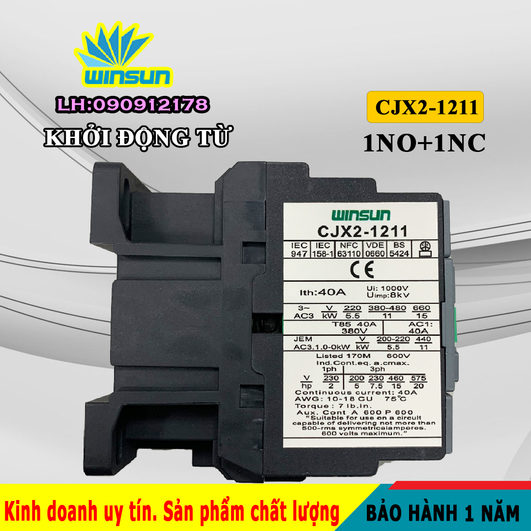 Khởi động từ, contactor CJX2-1211 Winsun