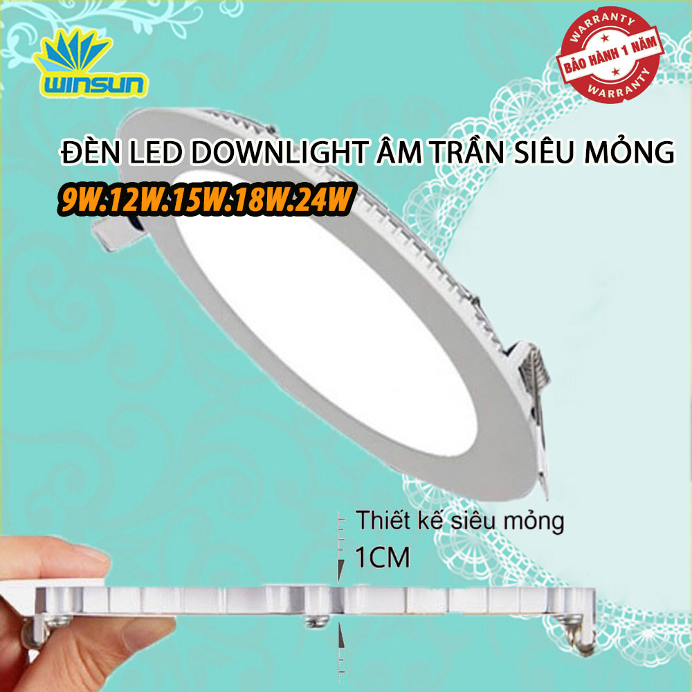 Đèn Led downlight âm trần siêu mỏng 15W