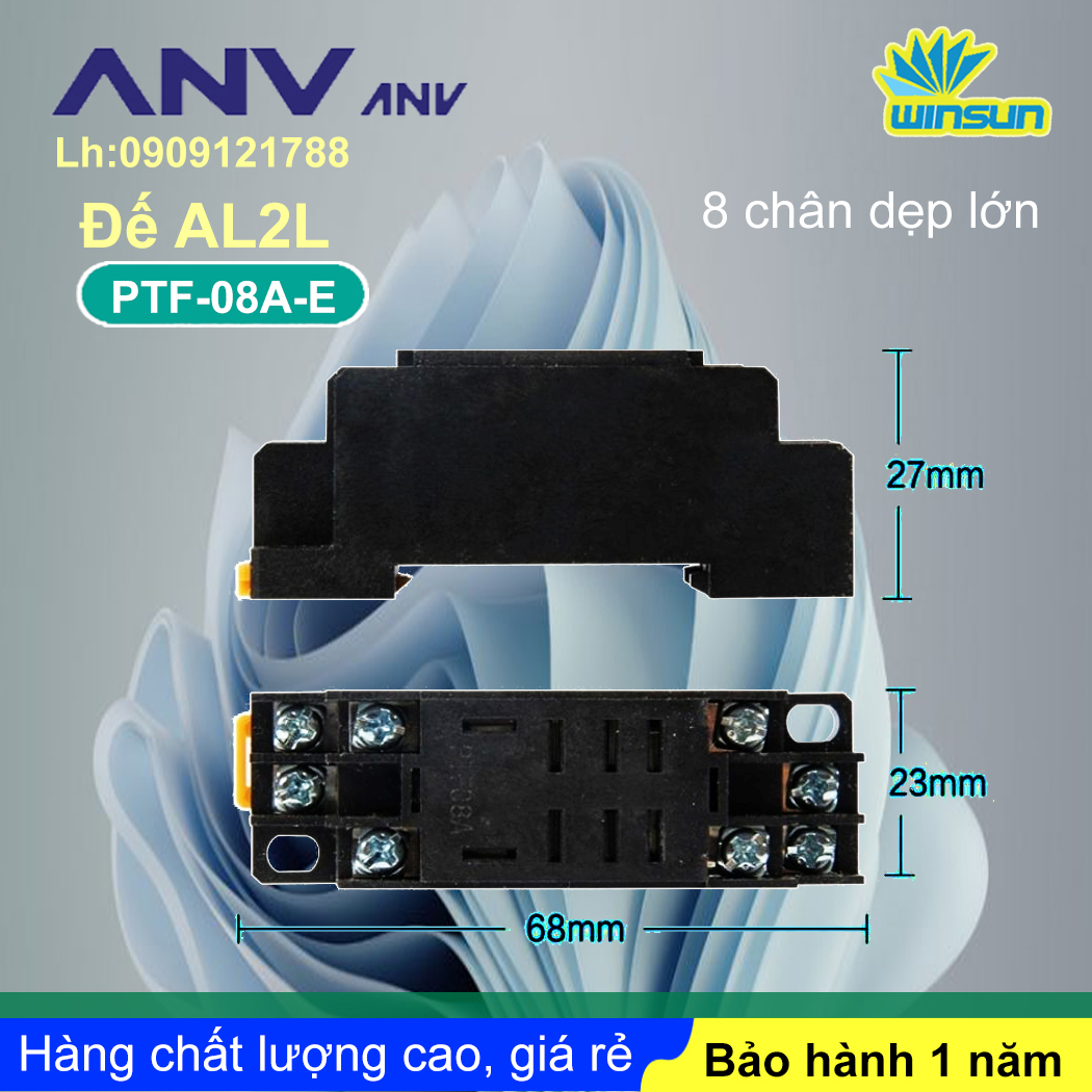 ANV Đế timer relay ANV PTF 08A-E 8 chân dẹp lớn Winsun