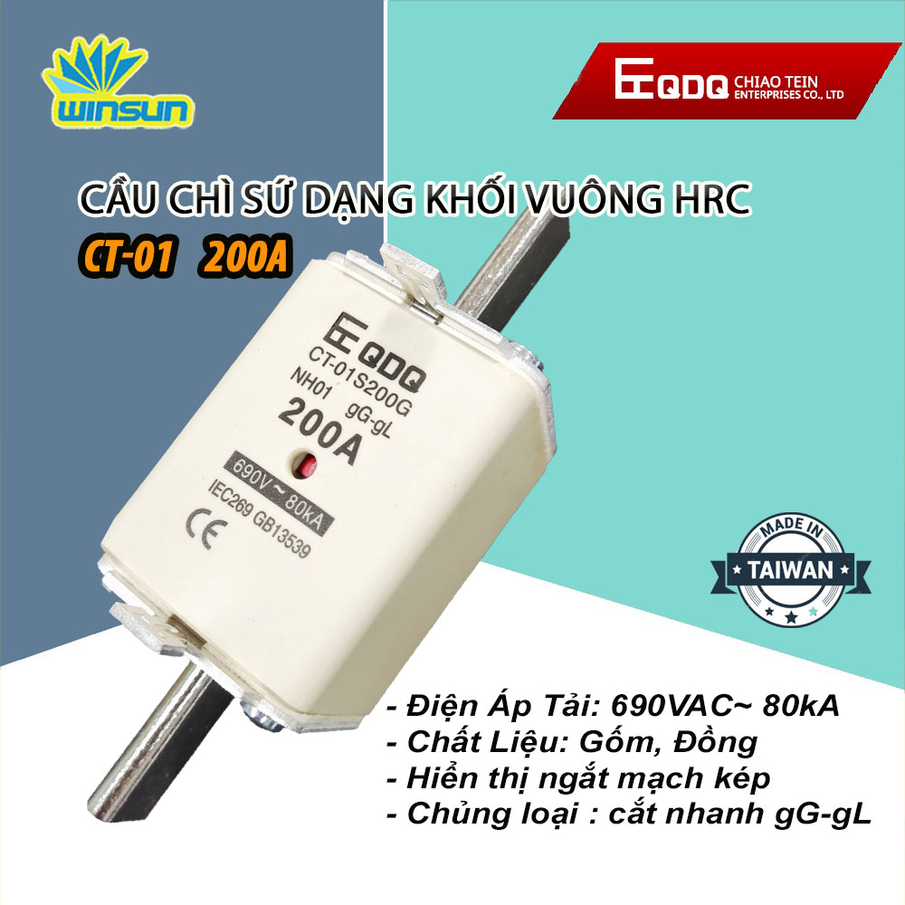 Cầu Chì Sứ Dạng Khối Vuông HRC QDQ 200,250A& Đế