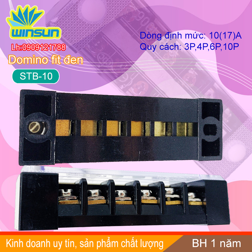 Domino khối fit đen 10A STB-10 Winsun