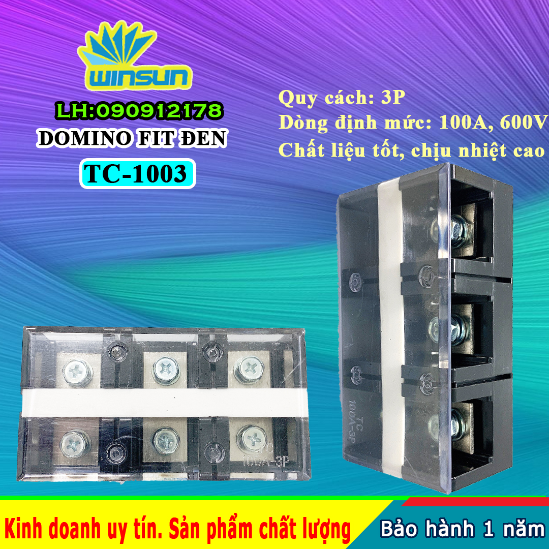 Domino khối fit đen 100A TC-100 Winsun