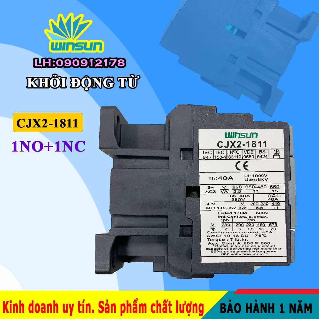 Khởi động từ, contactor CJX2-1811 Winsun