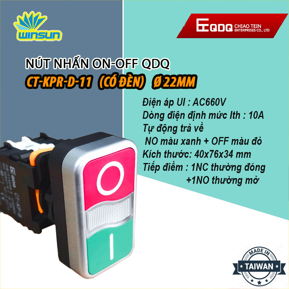 Nút nhấn ON-OFF QDQ CT-KPR Ø22mm