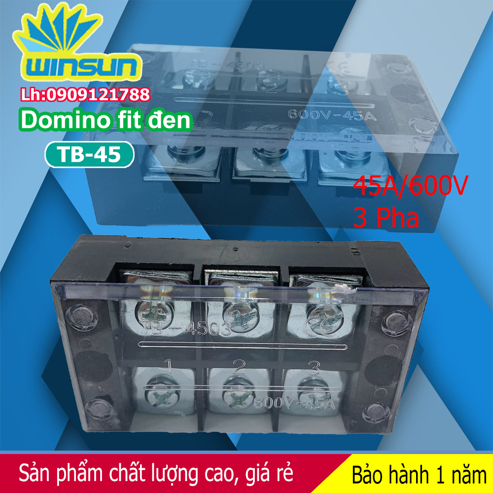 Domino khối fit đen 45A TB-45 Winsun