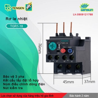 Rơ le nhiệt Tengen TGR1-18 (0.4~18A) Winsun