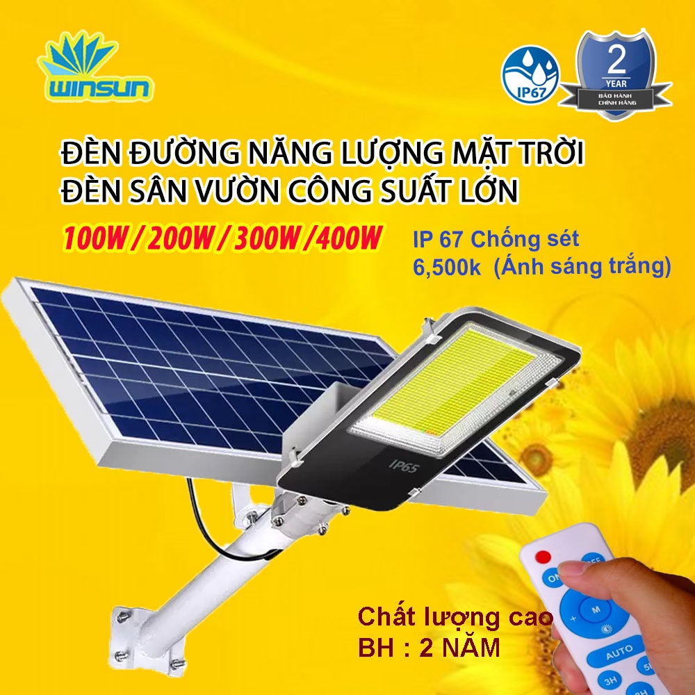 Đèn Đường Năng Lượng Mặt Trời Siêu Sáng IP67 chống thấm nước 200W