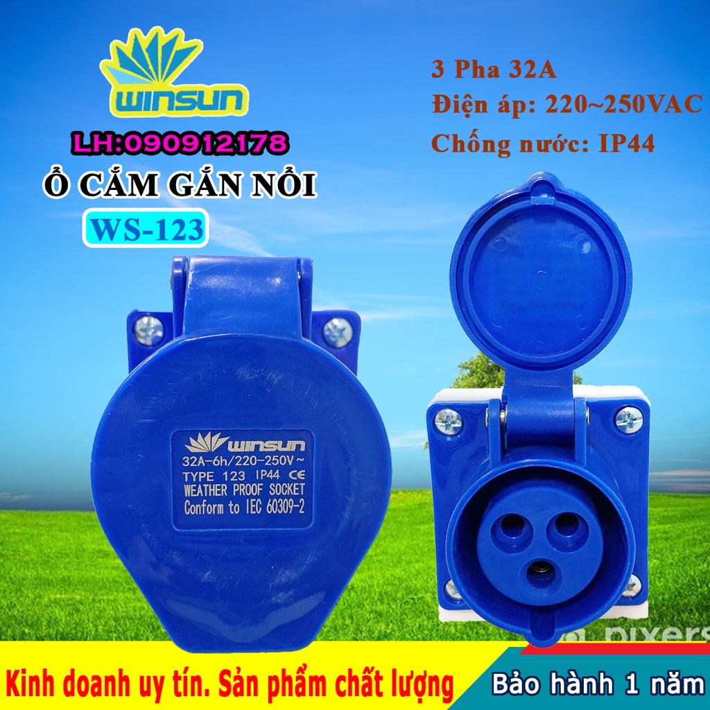 Ổ cắm gắn nổi 3 pha 16A, 32A Winsun