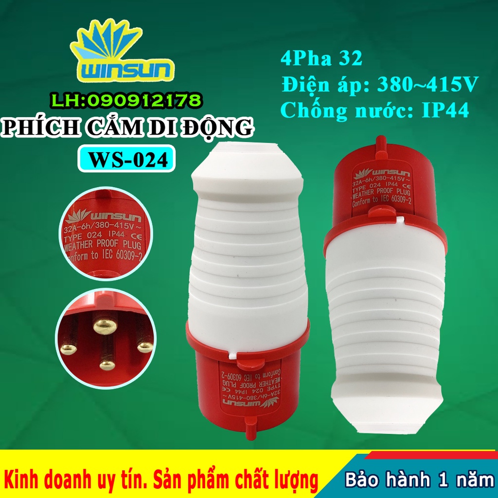 Phích cắm di động công nghiệp 4 pha 16A, 32A Winsun