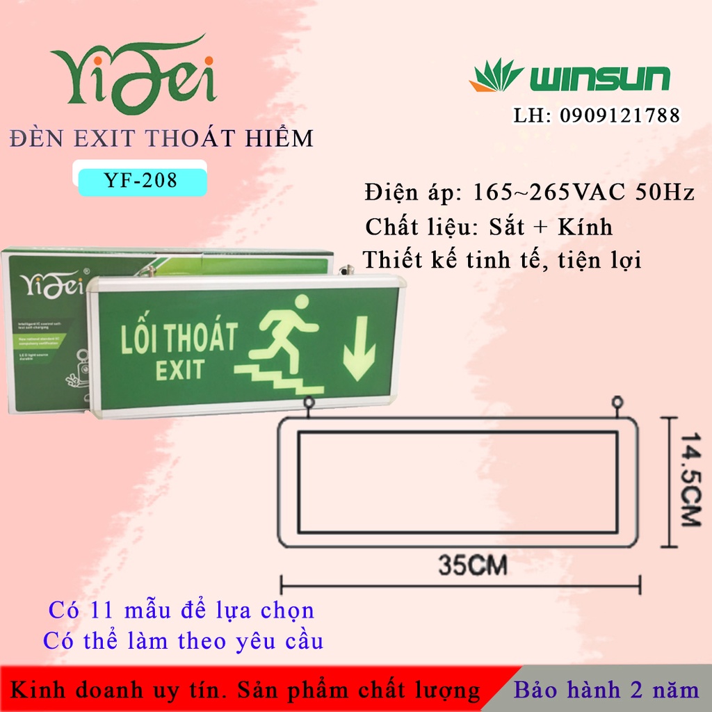 Đèn EXIT, Đèn thoát hiểm,Chỉ lối thoát 2 mặt Yifei (YF-208 Winsun )