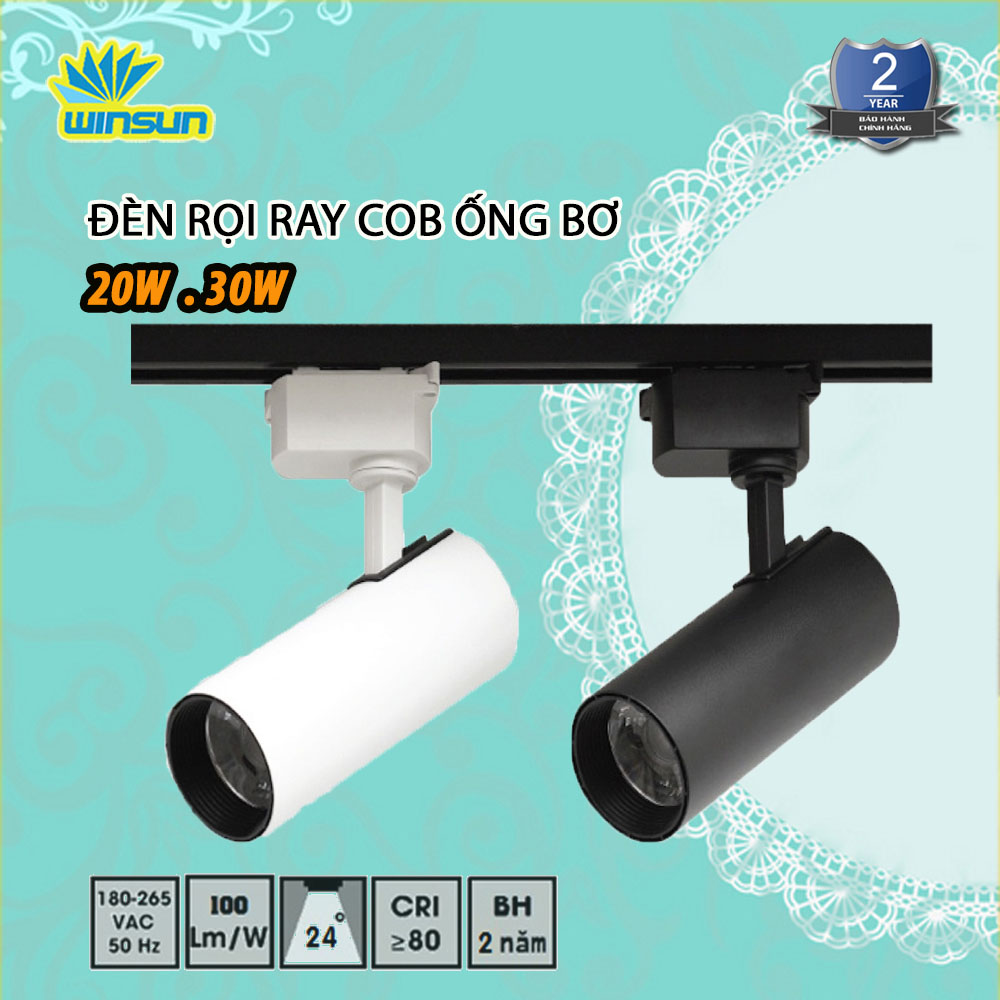 Đèn rọi ray COB ống bơ 20W, 30W