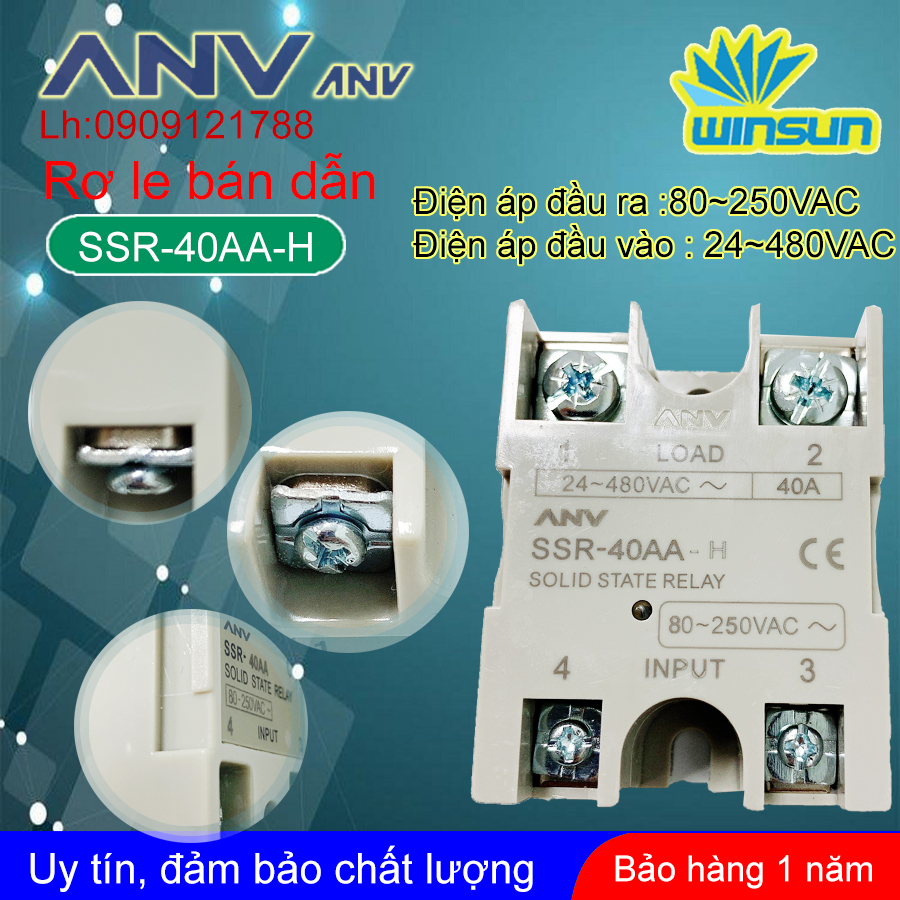 ANV Rơ le bán dẫn ANV SSR-40VA,40DA,40AA,40AA-H Winsun