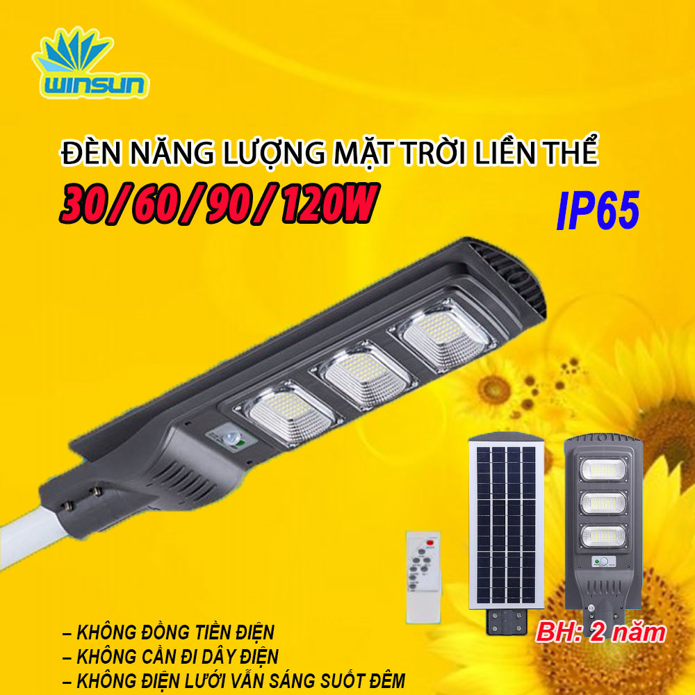 Đèn Năng Lượng Mặt Trời Liền Thể Chống Nước IP 67 30W