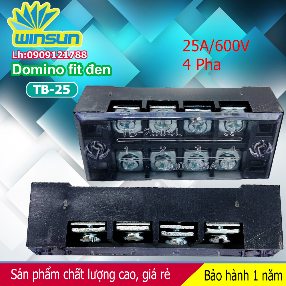 Domino khối fit đen 25A TB-25 Winsun