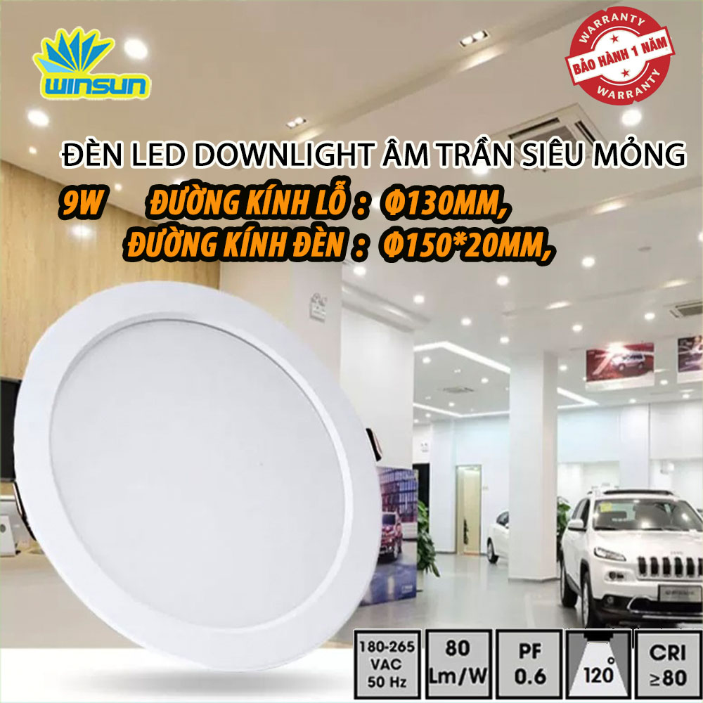 Đèn Led downlight âm trần siêu mỏng 9W 