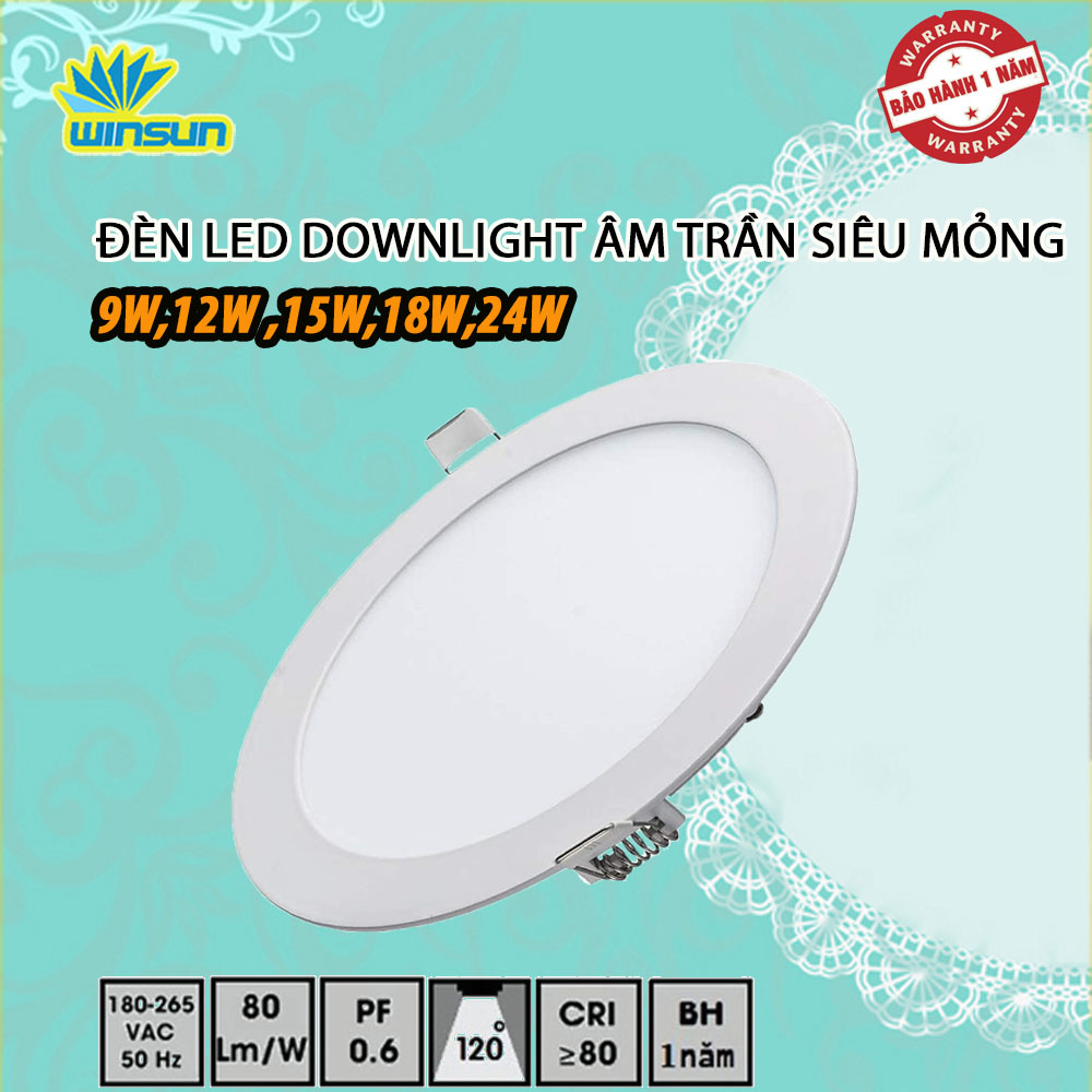 Đèn Led downlight âm trần siêu mỏng 9W 