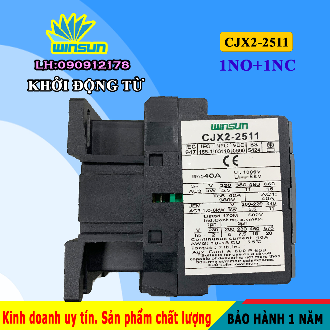 Khởi động từ, contactor CJX2-2511 Winsun