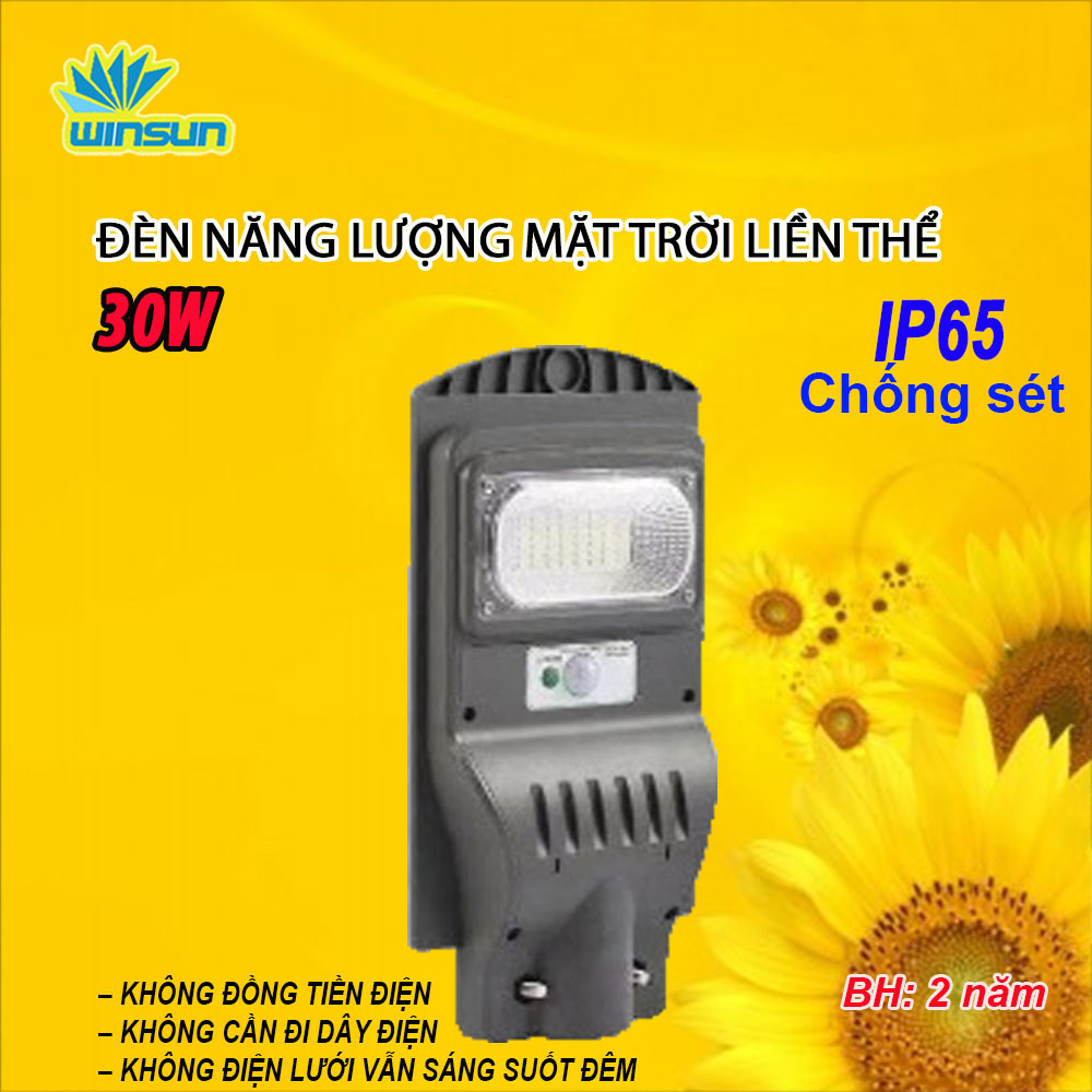 Đèn Năng Lượng Mặt Trời Liền Thể Chống Nước IP 67 30W