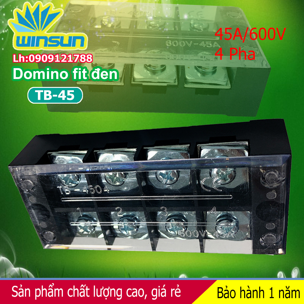 Domino khối fit đen 45A TB-45 Winsun