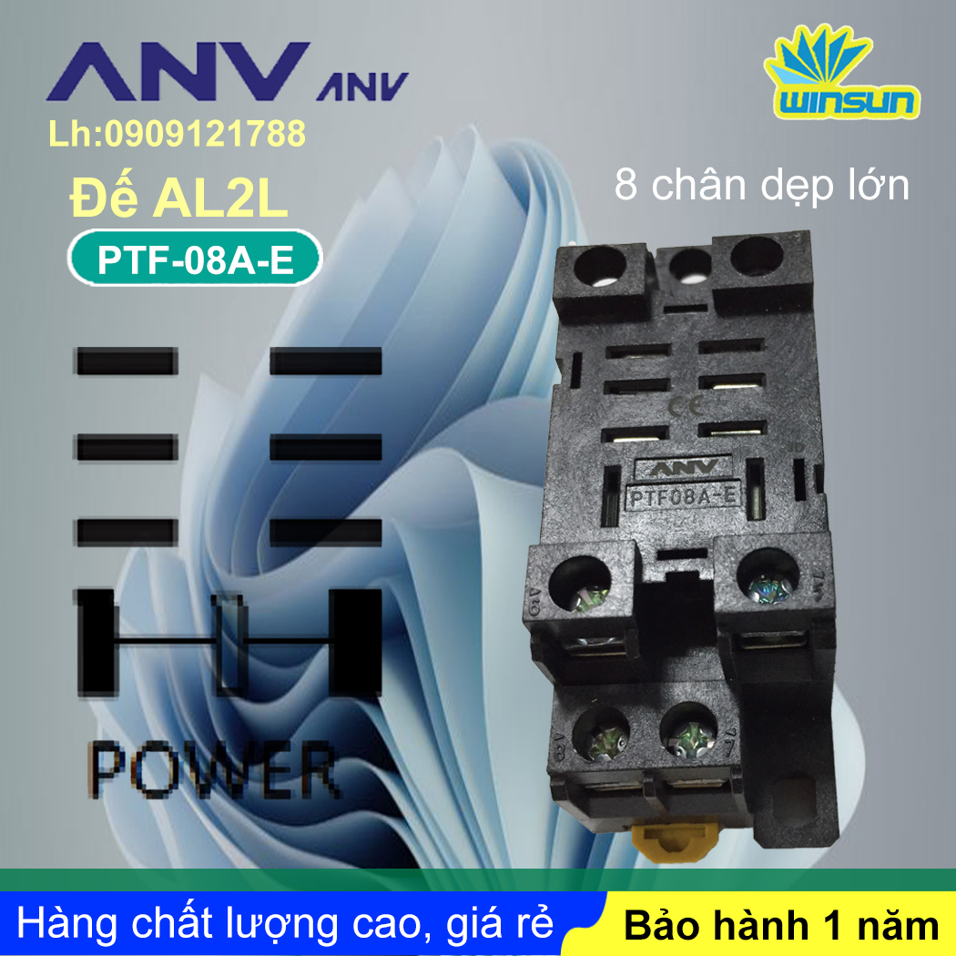 ANV Đế timer relay ANV PTF 08A-E 8 chân dẹp lớn Winsun