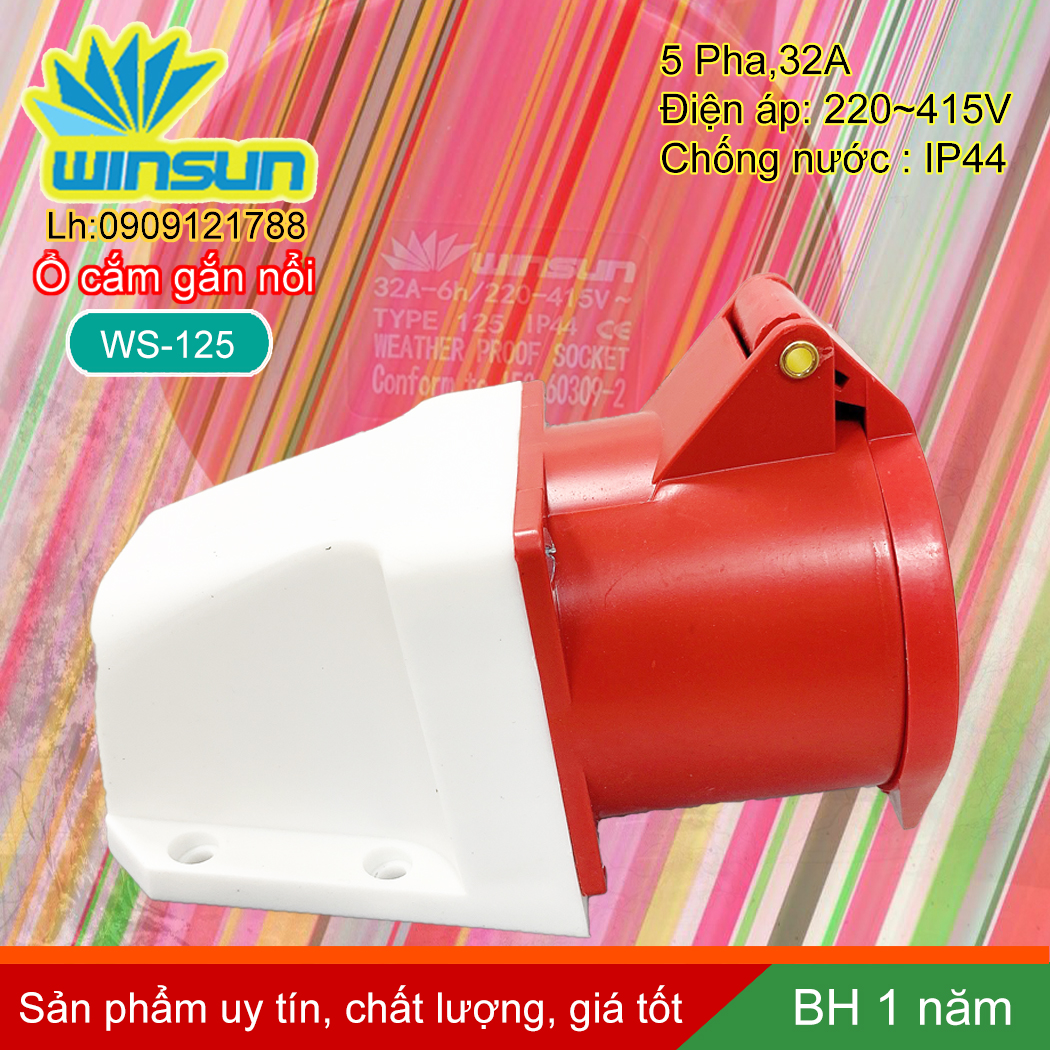 Ổ cắm gắn nổi 5 pha 16A, 32A Winsun