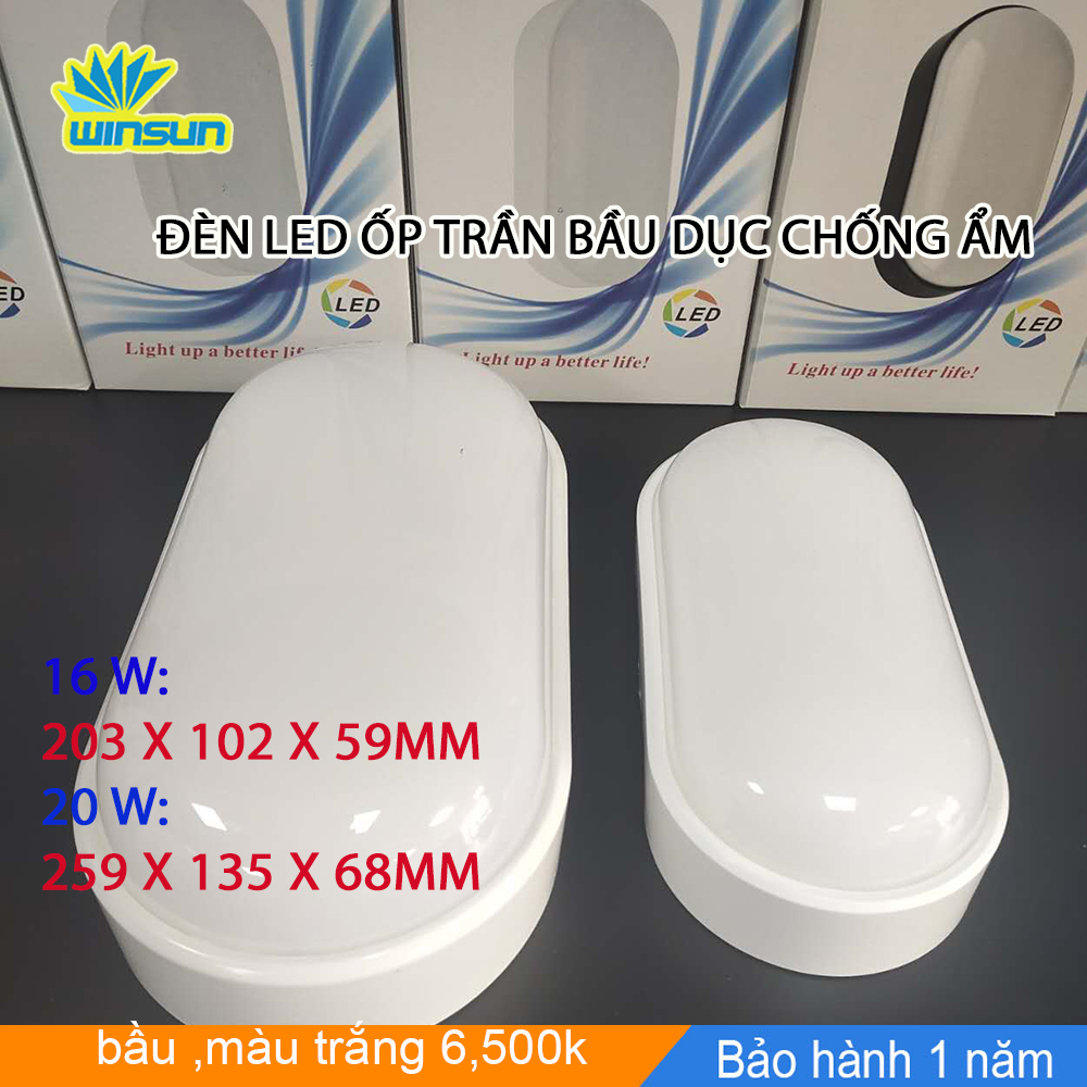 Đèn Led ốp trần bầu dục chống ẩm