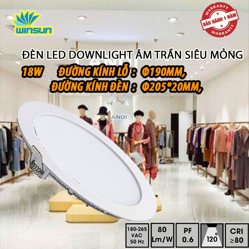 Đèn Led downlight âm trần siêu mỏng 18W