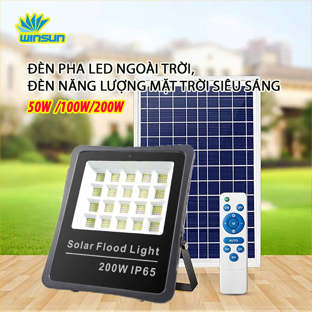 Đèn pha led ngoài trời, Đèn năng lượng mặt trời siêu sáng 200W