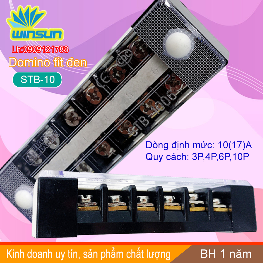 Domino khối fit đen 10A STB-10 Winsun