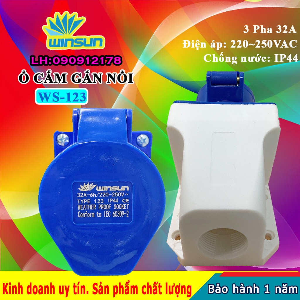 Ổ cắm gắn nổi 3 pha 16A, 32A Winsun