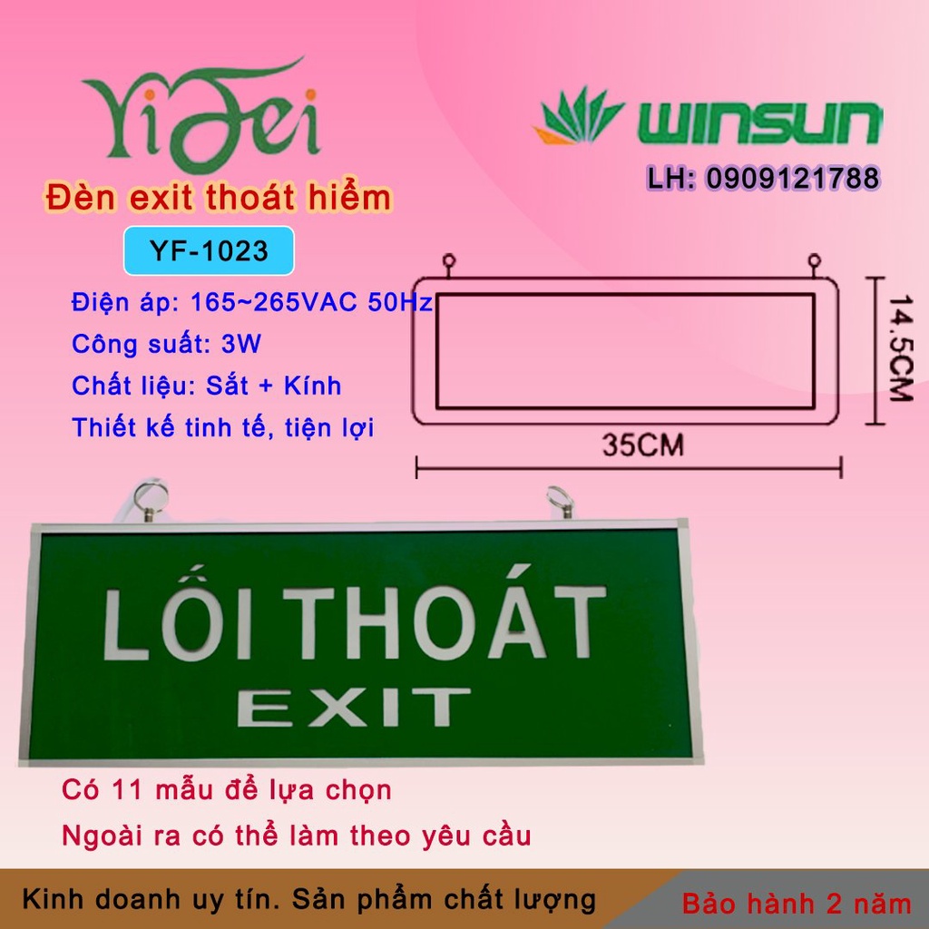 Đèn EXIT, Đèn thoát hiểm,Chỉ lối thoát 2 mặt Yifei (YF-1023 Winsun )