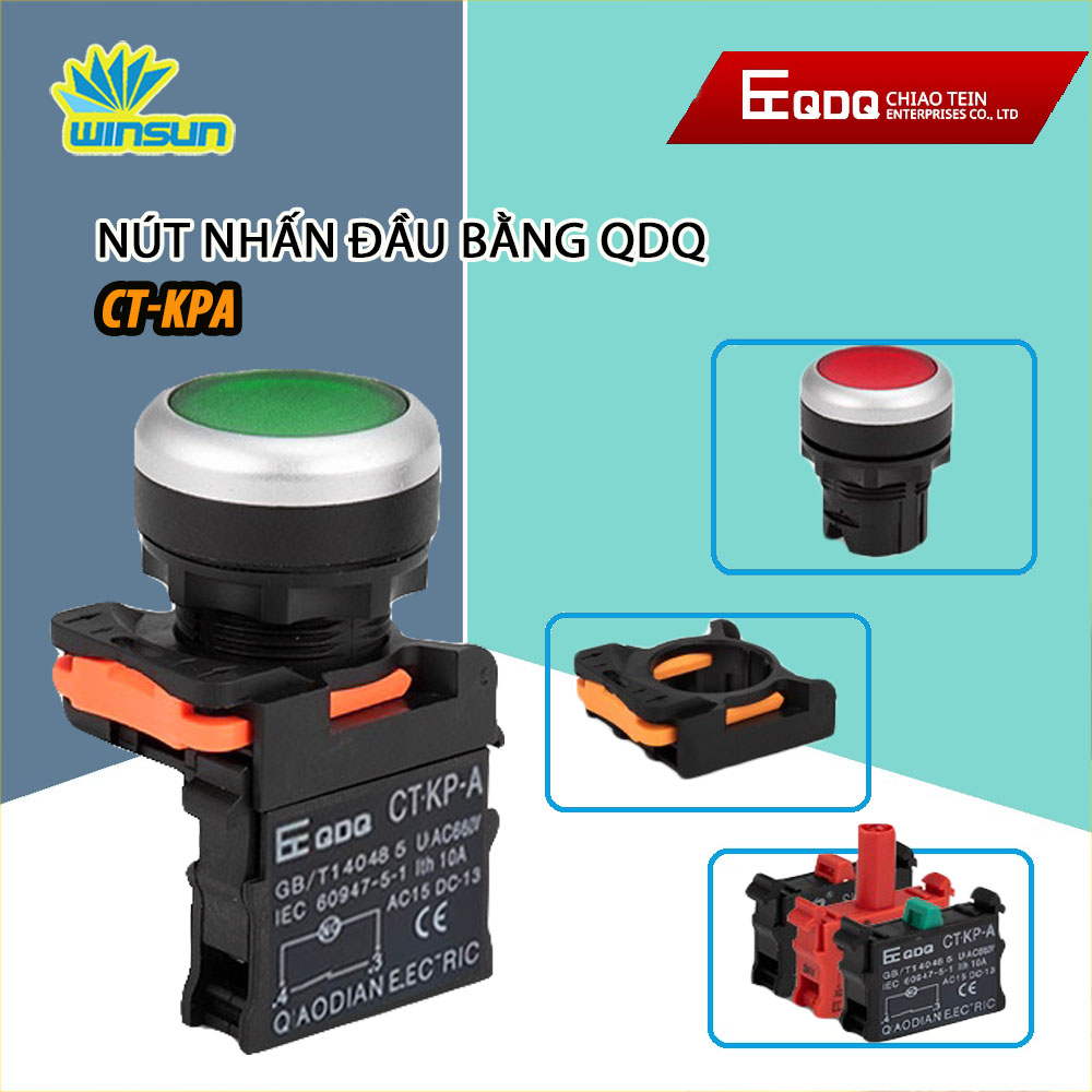 Nút nhấn đầu bằng QDQ CT-KP Ø22mm