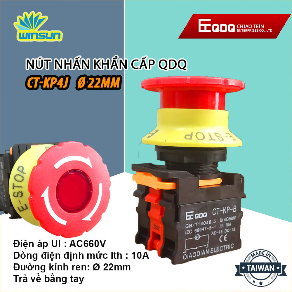 Nút nhấn khẩn cấp QDQ CT-KP4J Ø22mm